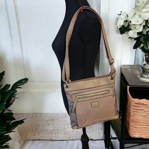 Roots 73 Faux Vegan Leather Canvas Soft Body Tan Shoulder Bag